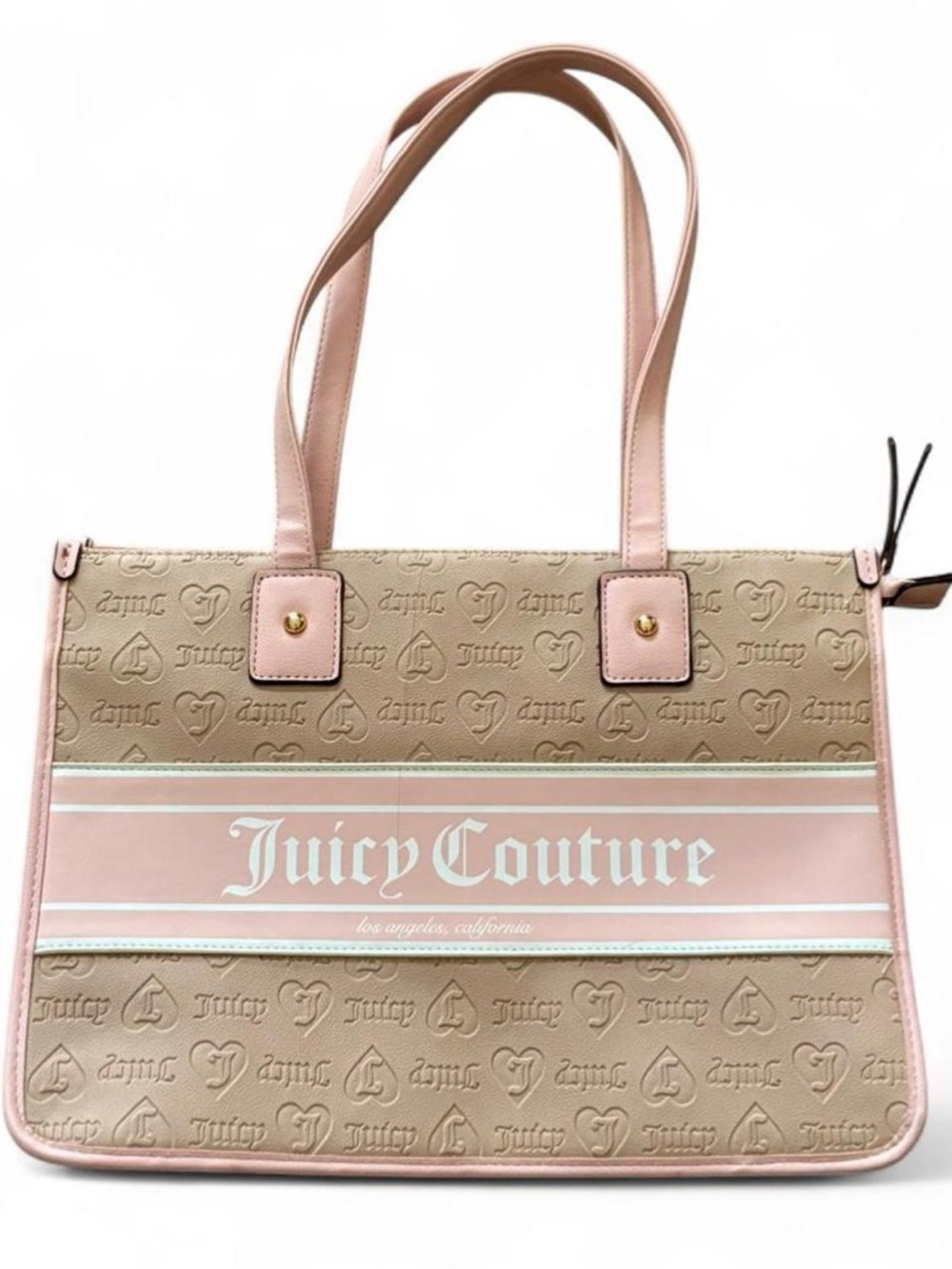 Juicy Couture Taupe & Pink Embossed Logo Tote | One Size